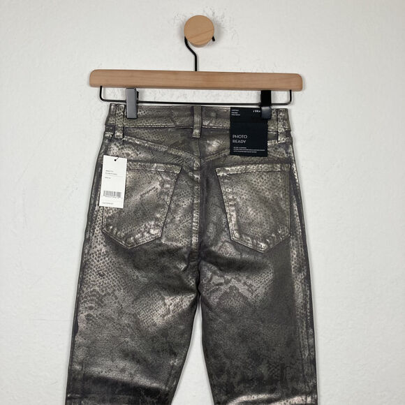 NEW! J BRAND WOMENS SILVER PYTHON LEENAH HIGH RISE ANKLE SKINNY JEANS SIZE 24 - Picture 5 of 12
